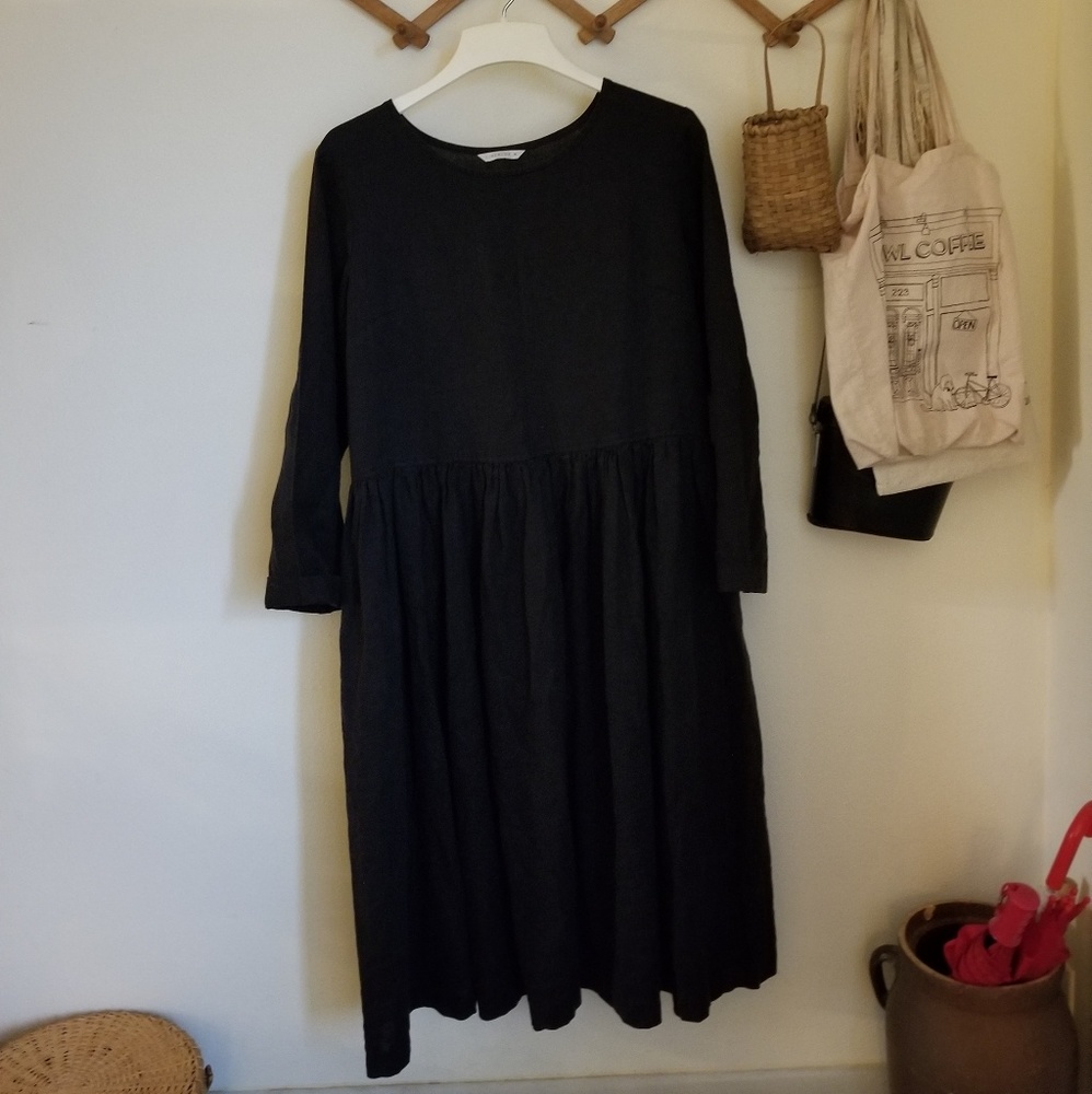 Black Linen fox alice dress